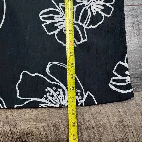 New York&Co Maxi Skirt Black Floral Sleevless Top Crinkle Size S 1990 Vintage - Picture 13 of 16